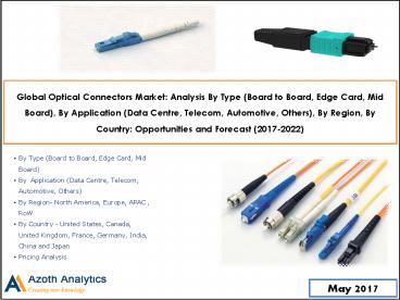 Global Optical Connectors Market: Opportunities and Forecast (2017-2022) - Azoth Analytics