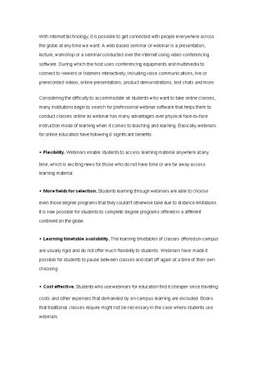 Benefits of webinars for online education