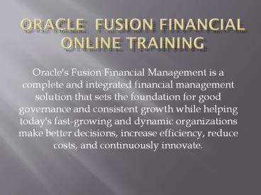 Oracle Fusion Financial Online Training