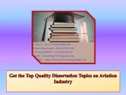Get the Top Quality Dissertation Topics on Aviation Industry