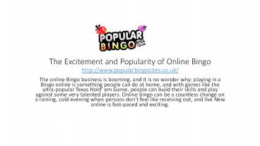 The Excitement and Popularity of Online Bingo