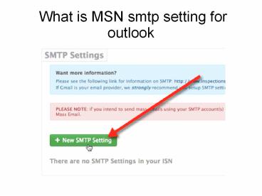 what is msn smtp setting for outlook