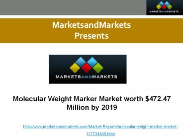 Global Molecular Weight Marker Market Forecast To 2019