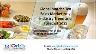 Matcha Tea Sales Industry 2017