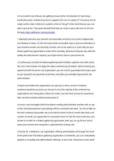 How to Evaluate Video Conferencing Service Providers