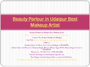 Beauty Parlour in Udaipur Best Makeup Artist