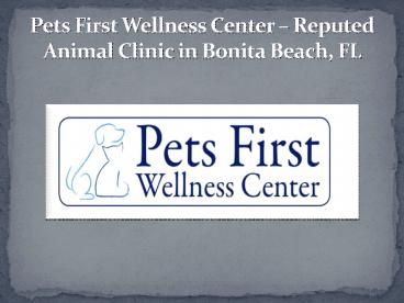 Pets First Wellness Center – Reputed Animal Clinic in Bonita Beach, FL