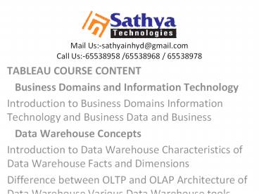 Tableau training in Hyderabad