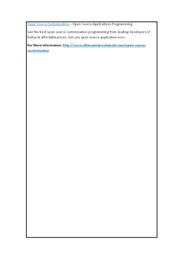 Open Source Customization
