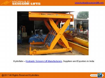 Hydraulic Scissor Lift Manufacturers India
