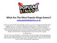 What Are The Most Popular Bingo Games?