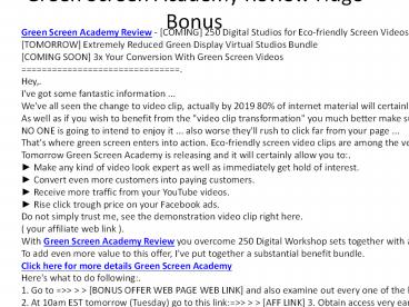 Green Screen Academy Review Huge Bonus