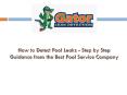 How to Detect Pool Leaks - Step by Step Guidance from the Best Pool Service Company PowerPoint PPT Presentation