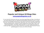 Popular and Unique UK Bingo Sites
