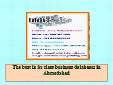 The best in its class business databases in Ahmedabad