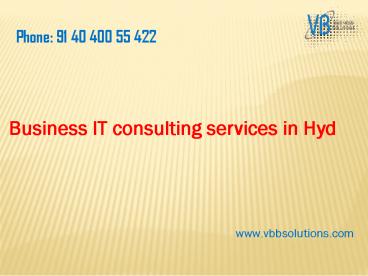 Business consulting services in Hyd