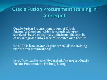 Oracle Fusion Procurement coaching in Ameerpet