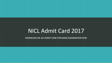 NICL AO Admit Card 2017 | Main Exam Hall Ticket