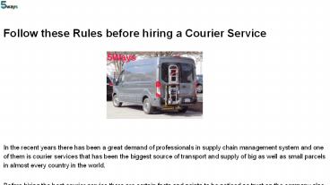 Follow these Rules before hiring a Courier Service