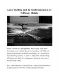 Laser Cutting and Its Implementation on Different Metals PowerPoint PPT Presentation