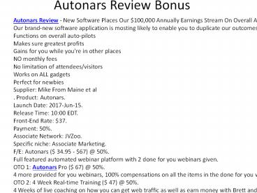 Autonars Review Bonus