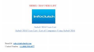 Siebel CRM Users List