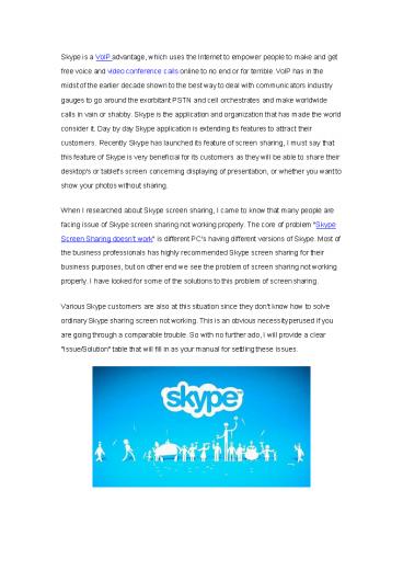 How to Fix Skype Screen Sharing Not Working Issue