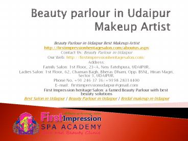 Beauty Parlour in Udaipur Makeup Artist