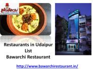Restaurants in Udaipur List