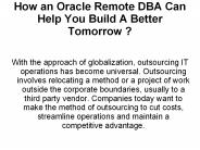 Oracle Remote DBA Support