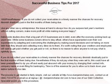 Successful Business Tips For 2017