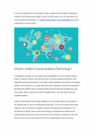 What Is Unified Communications Technology?