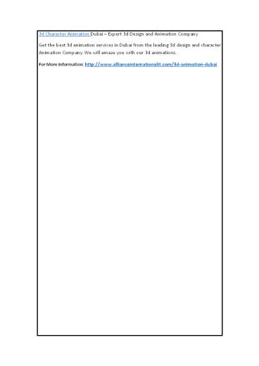 3d Character Animation