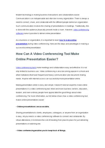 How to Make Online Presentation during Video Conferencing