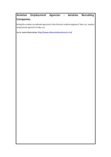 Aviation Employment Agencies - Aviation Recruiting Companies