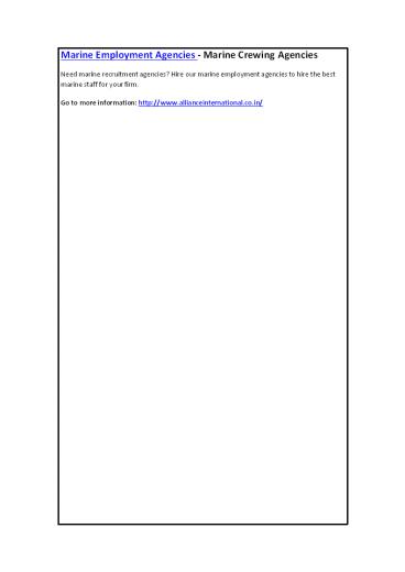 Marine Employment Agencies - Marine Crewing Agencies