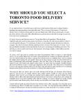 WHY SHOULD YOU SELECT A TORONTO FOOD DELIVERY SERVICE?