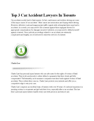 Top 3 Car Accident Lawyers In Toronto