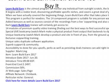 Learn Build Earn Review Should You Buy It