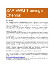 SAP EWM Training in Chennai