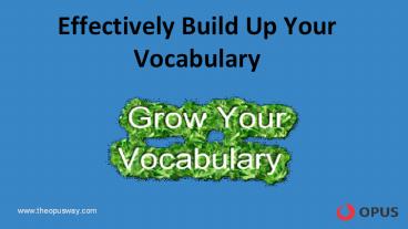 Effectively Build Up Your Vocabulary