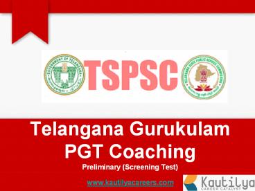 TSPSC Gurukulas PGT Telugu Medium - Online Training