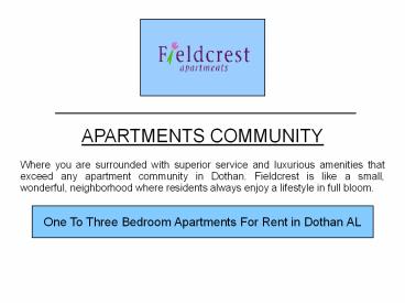 One To Three Bedroom Apartments For Rent in Dothan AL