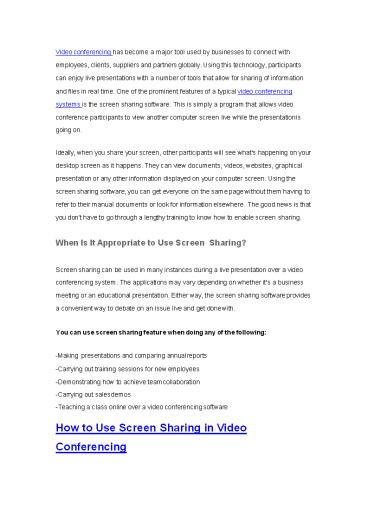 How to Use Screen Sharing In Video Conferencing
