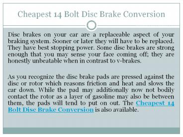 Cheapest 14 Bolt Disc Brake Conversion