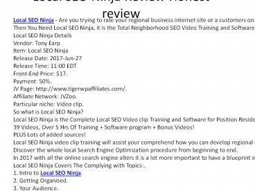 Local SEO Ninja Review Honest review