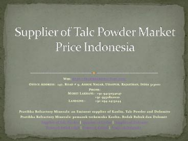 Supplier of Talc Powder Market Price Indonesia