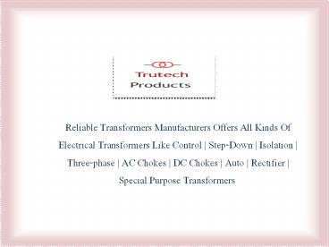Rectifier Transformer Manufacturers