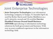 Joint enterprise Technologies