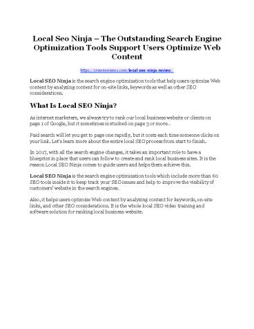 Local Seo Ninja Review and Premium $14,700 Bonus